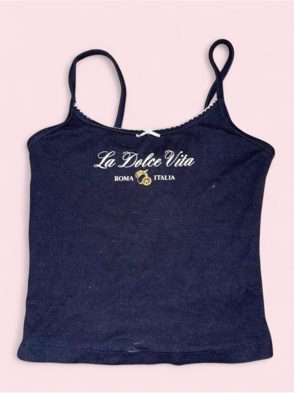 Dolce Vita Navy Lace-Trim Spaghetti Strap Camisole